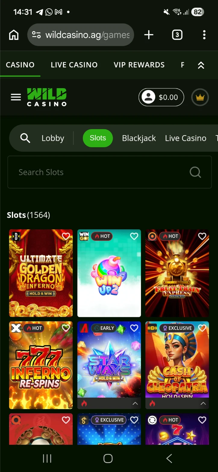 Wild Casino Mobile Interface Stress Test