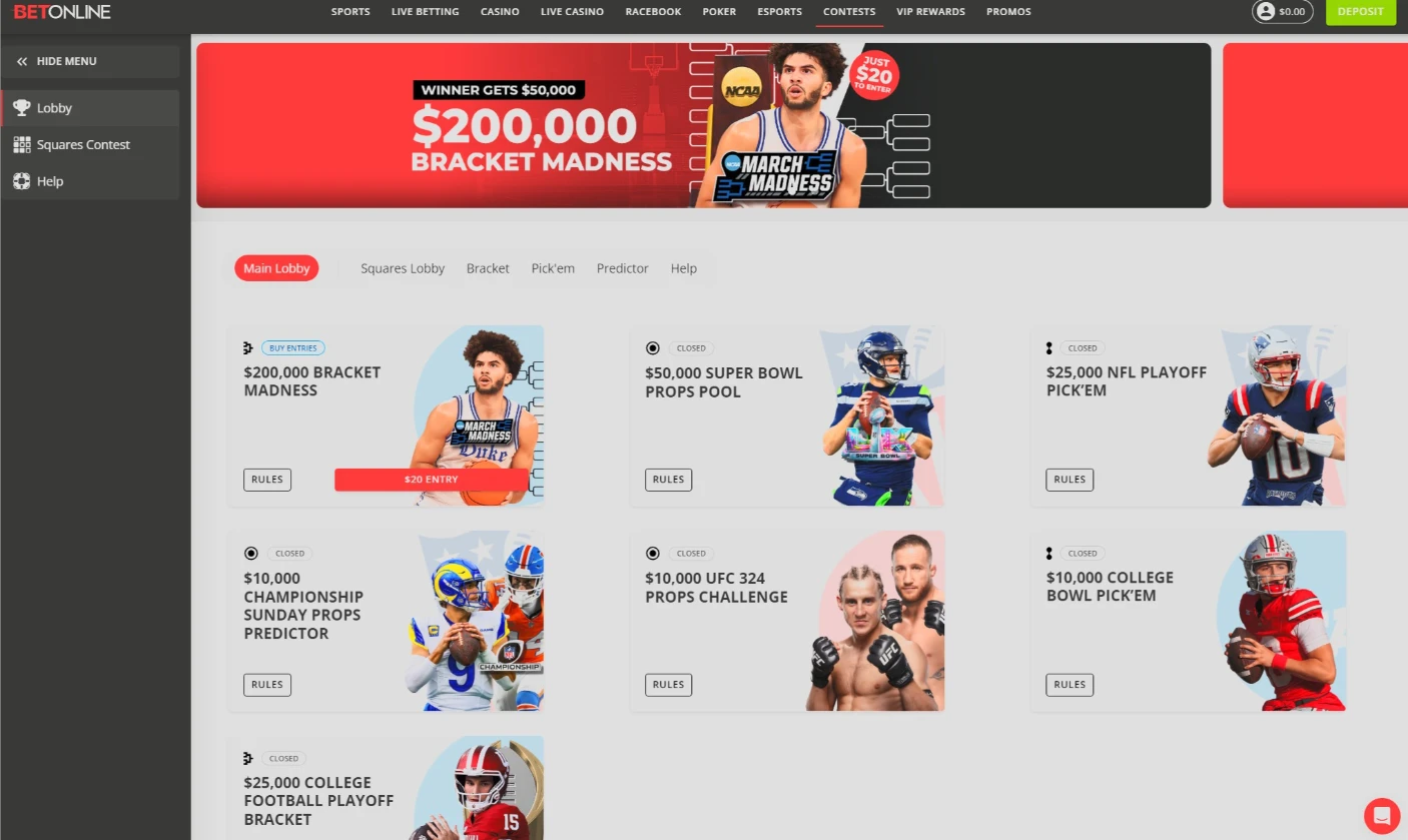 BetOnline NFL and NBA Mega Contests