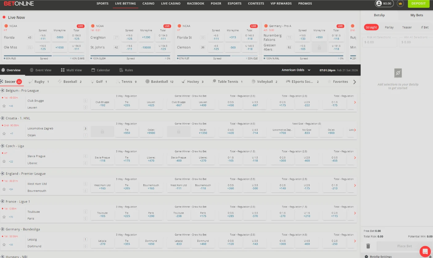 BetOnline Live In-Play Betting