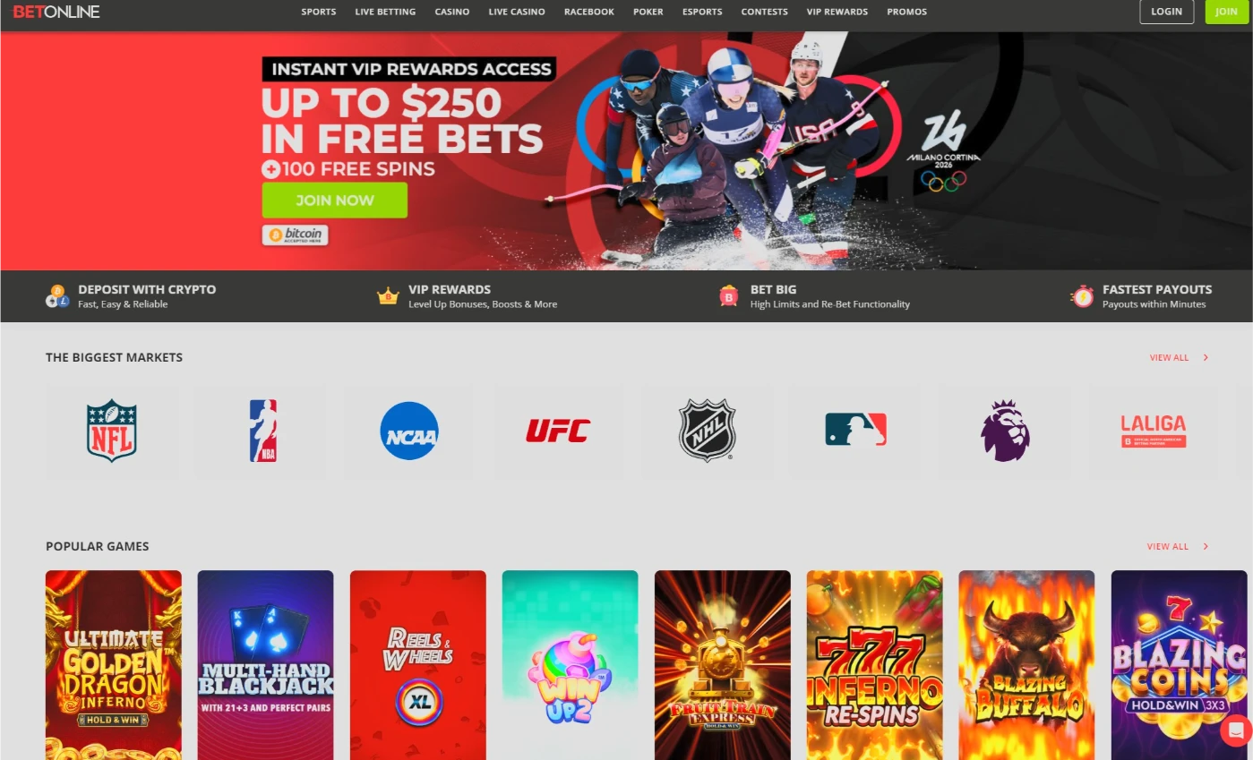 BetOnline Main Hub Interface 2026