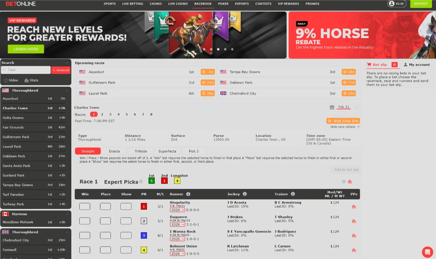 BetOnline Daily Horse Racing Portal