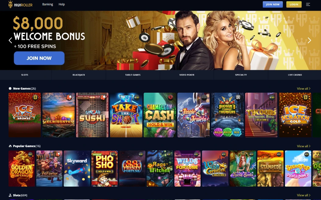 high roller casino home page