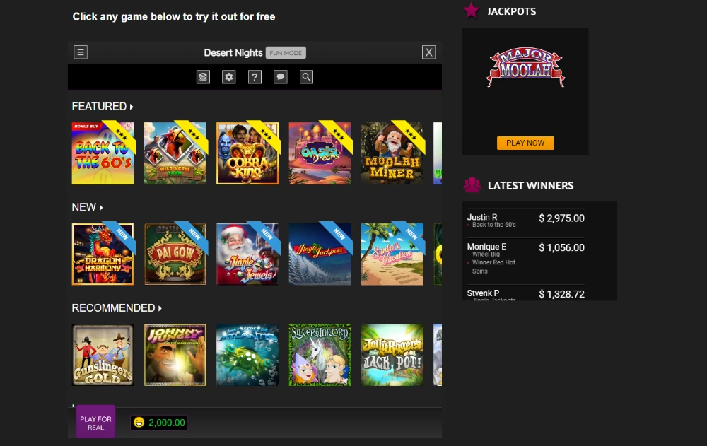 dester nights casino games