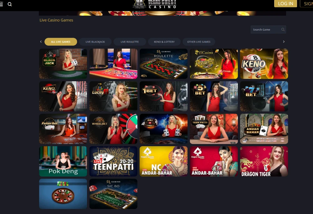 vegas crest casino live dealer