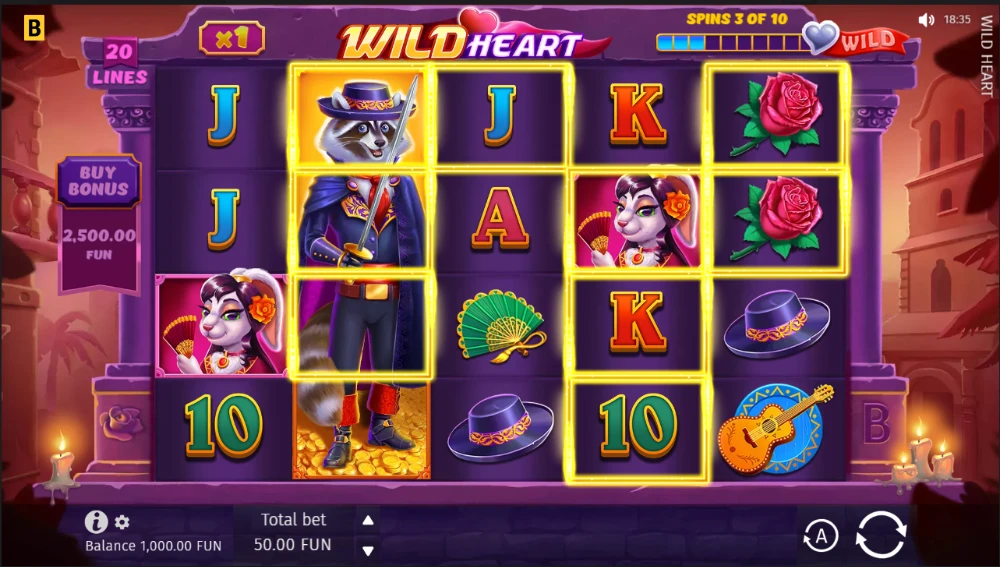 wild heart slot gameplay