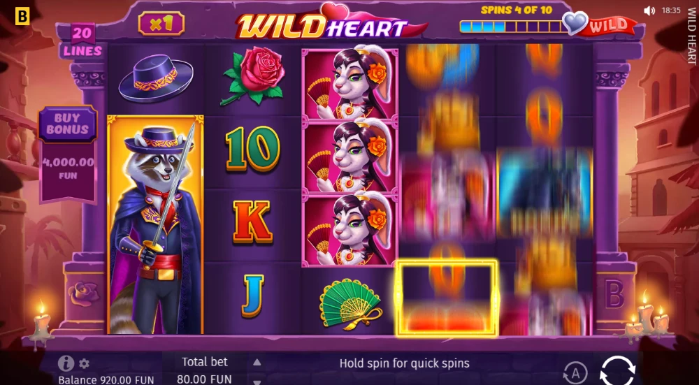 wild heart slot spin