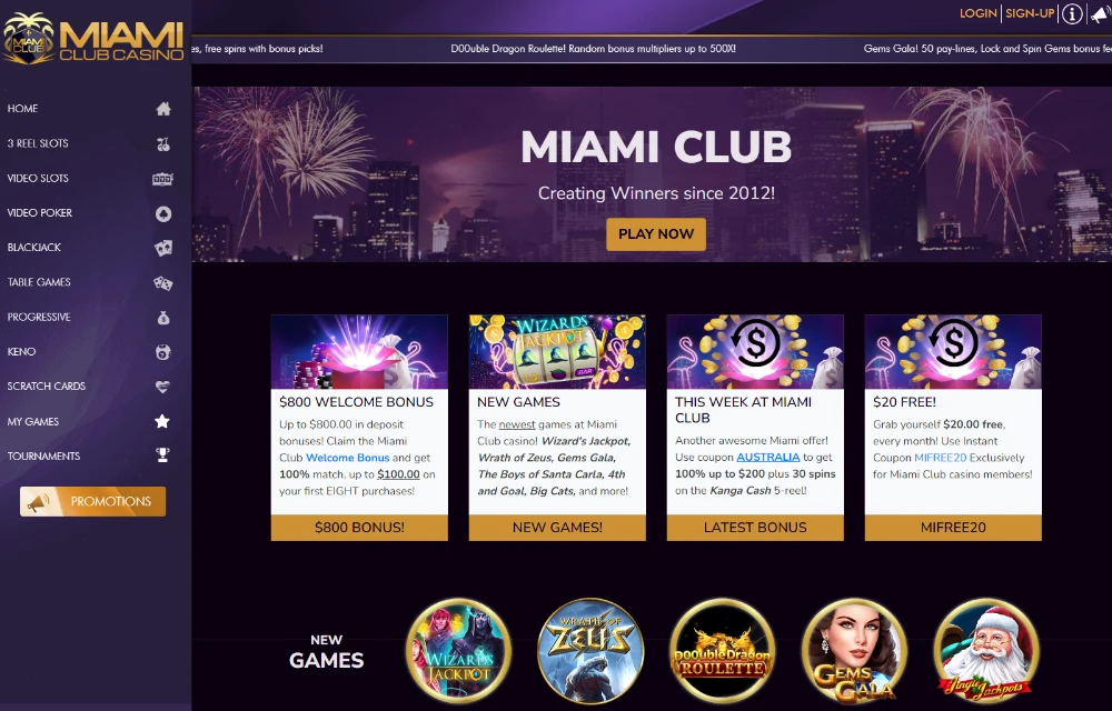 miami club casino home