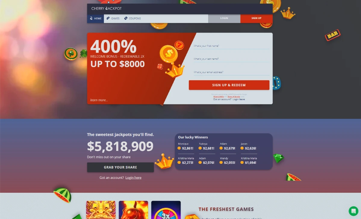 Cherry Jackpot 2026 Interface