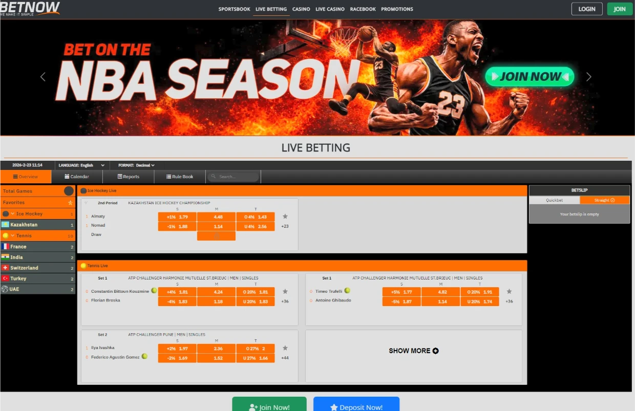 BetNow Live In-Play Odds
