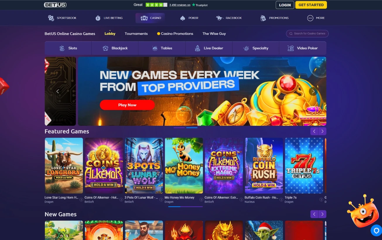 BetUS Upgraded Casino Lobby