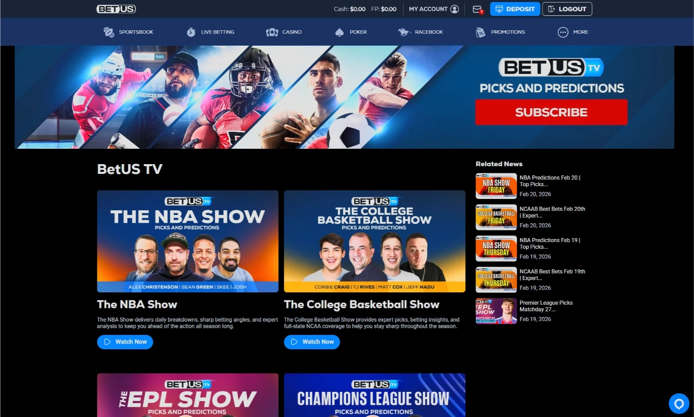 BetUS TV Broadcasts