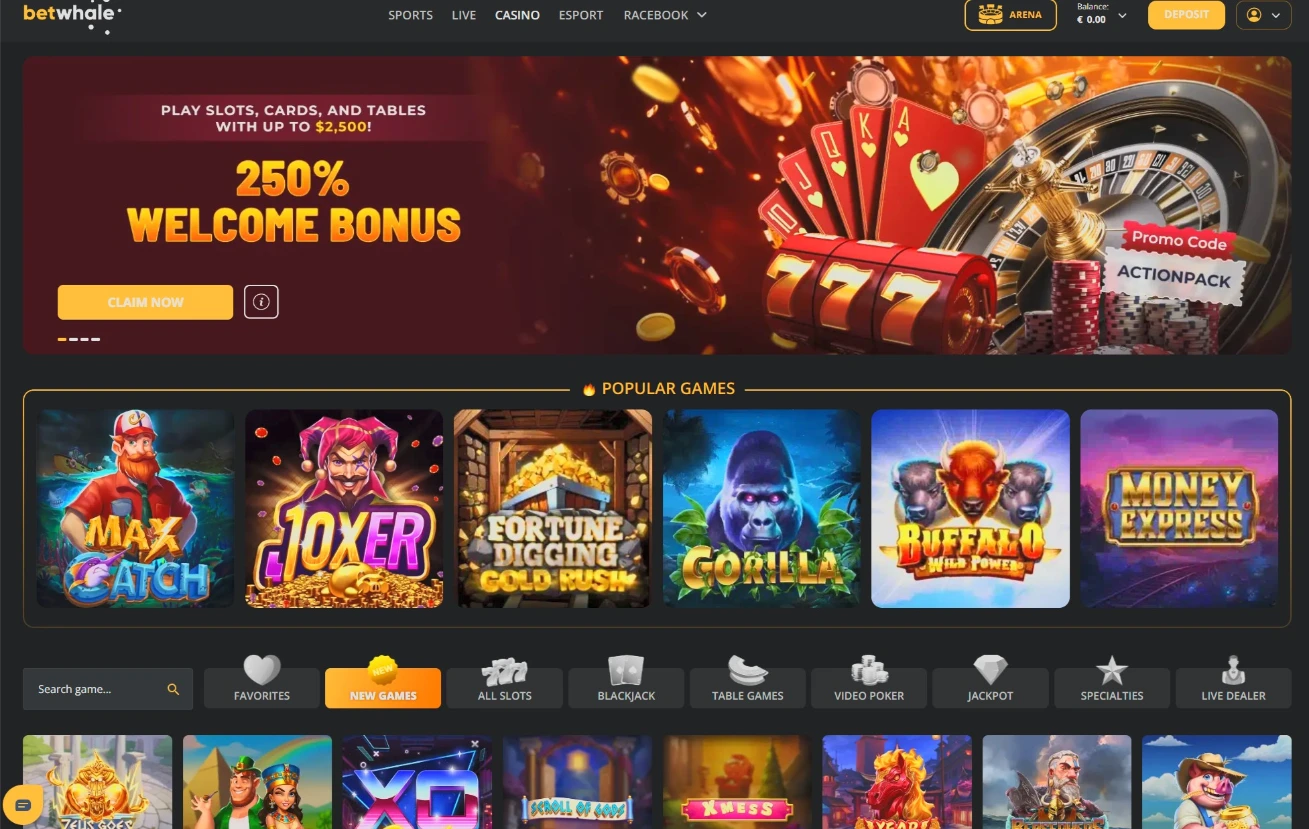 BetWhale Modern Casino Lobby