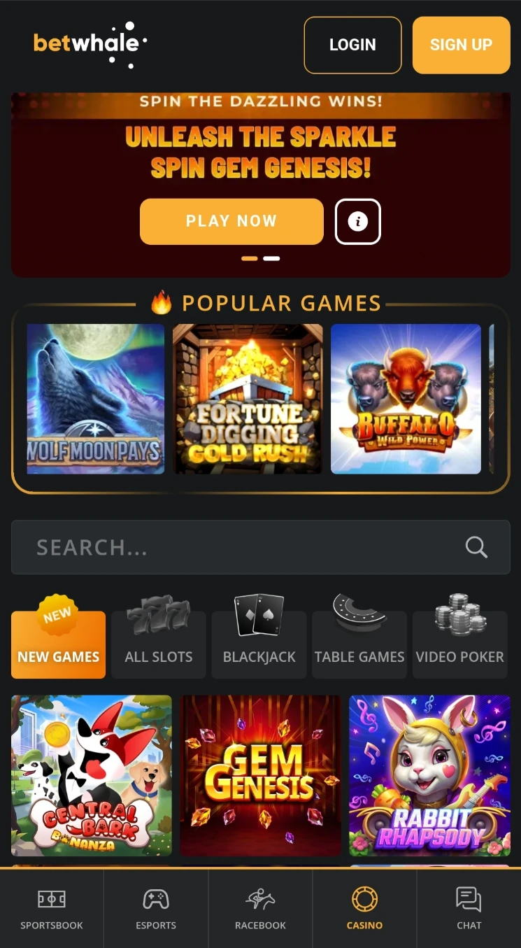 BetWhale Mobile Interface