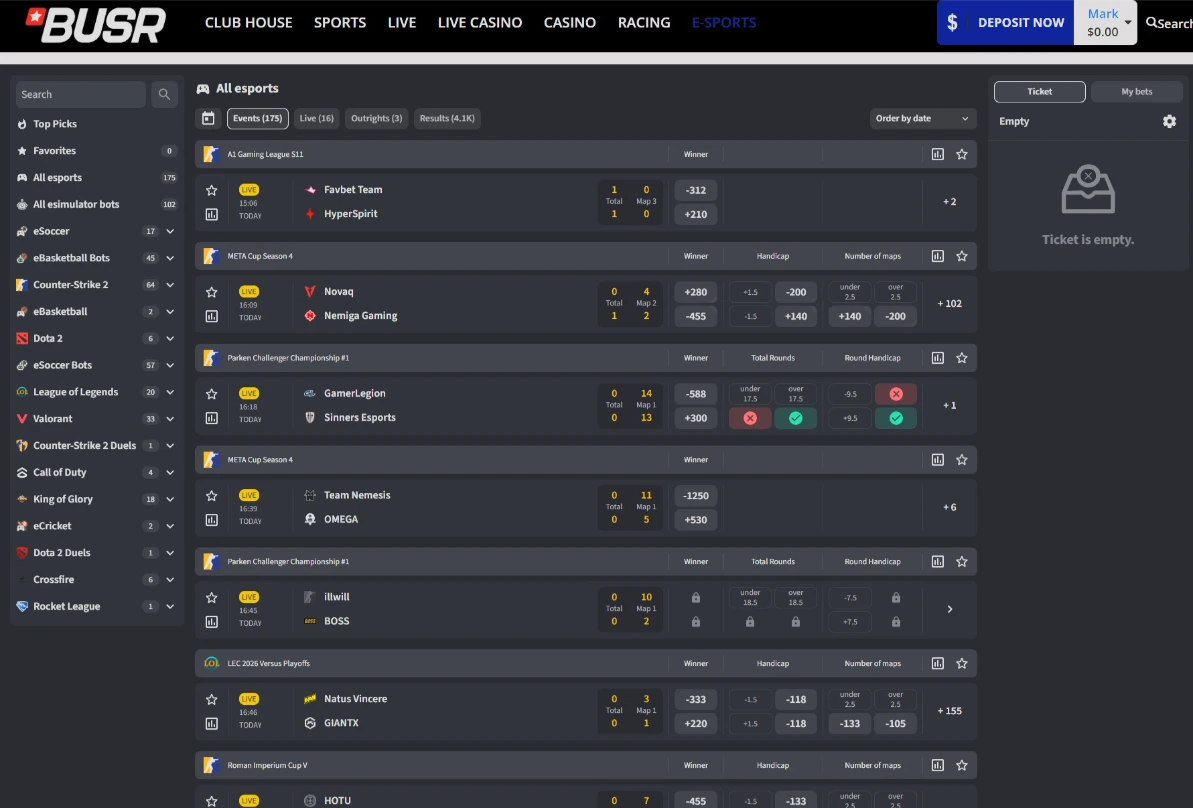 BUSR Esports Betting Dashboard