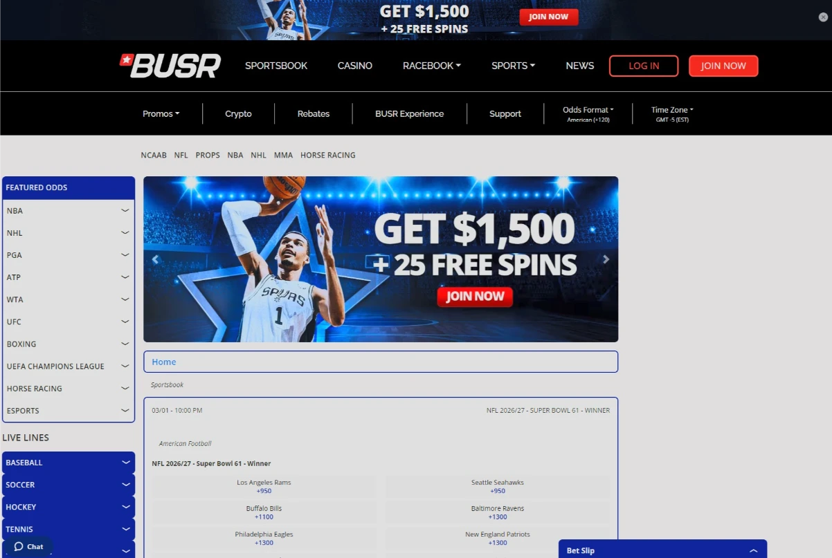 BUSR Main Sportsbook Interface