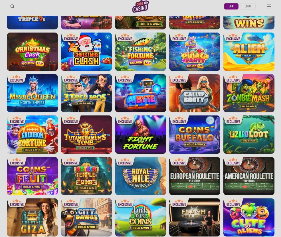 Cafe Casino Exclusive Slot Titles