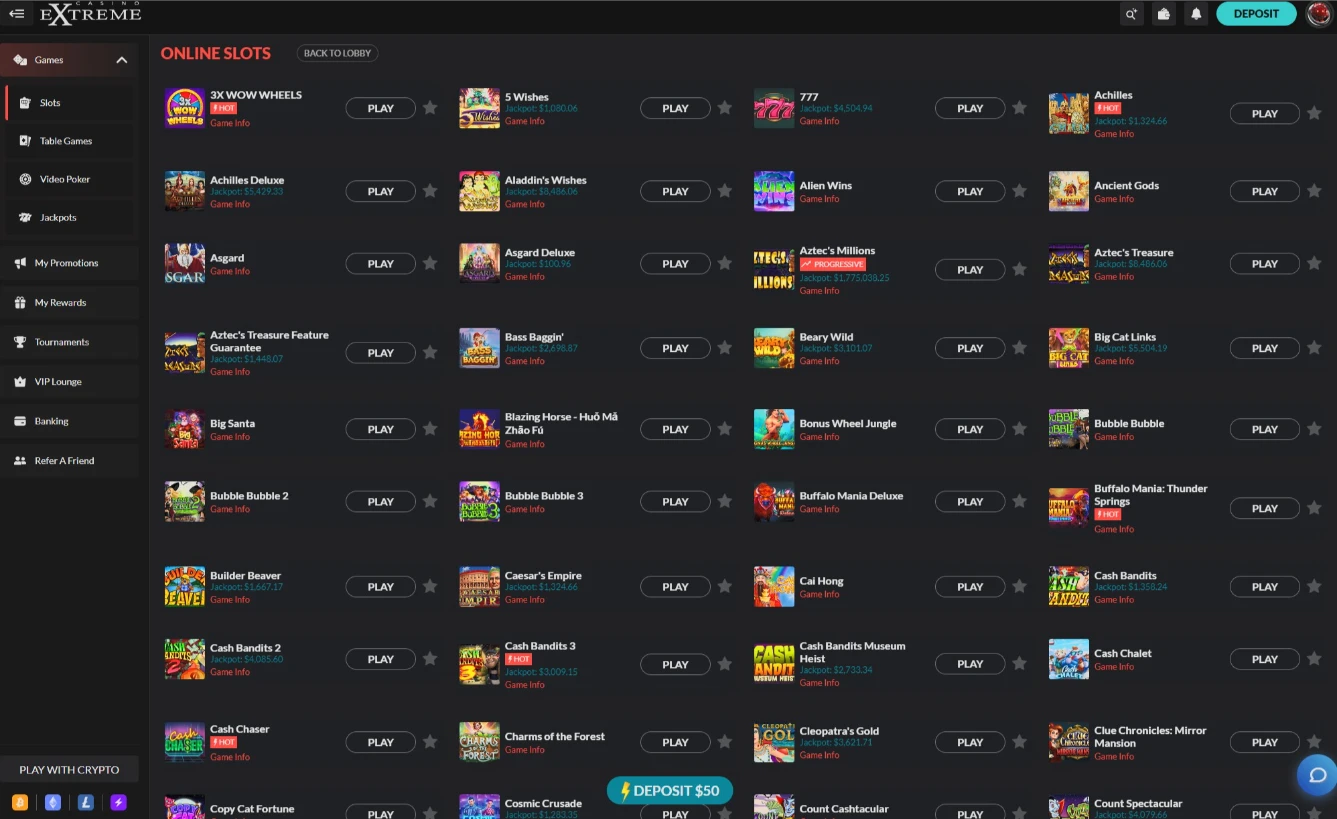 Casino Extreme RTG Slot Machine Catalog