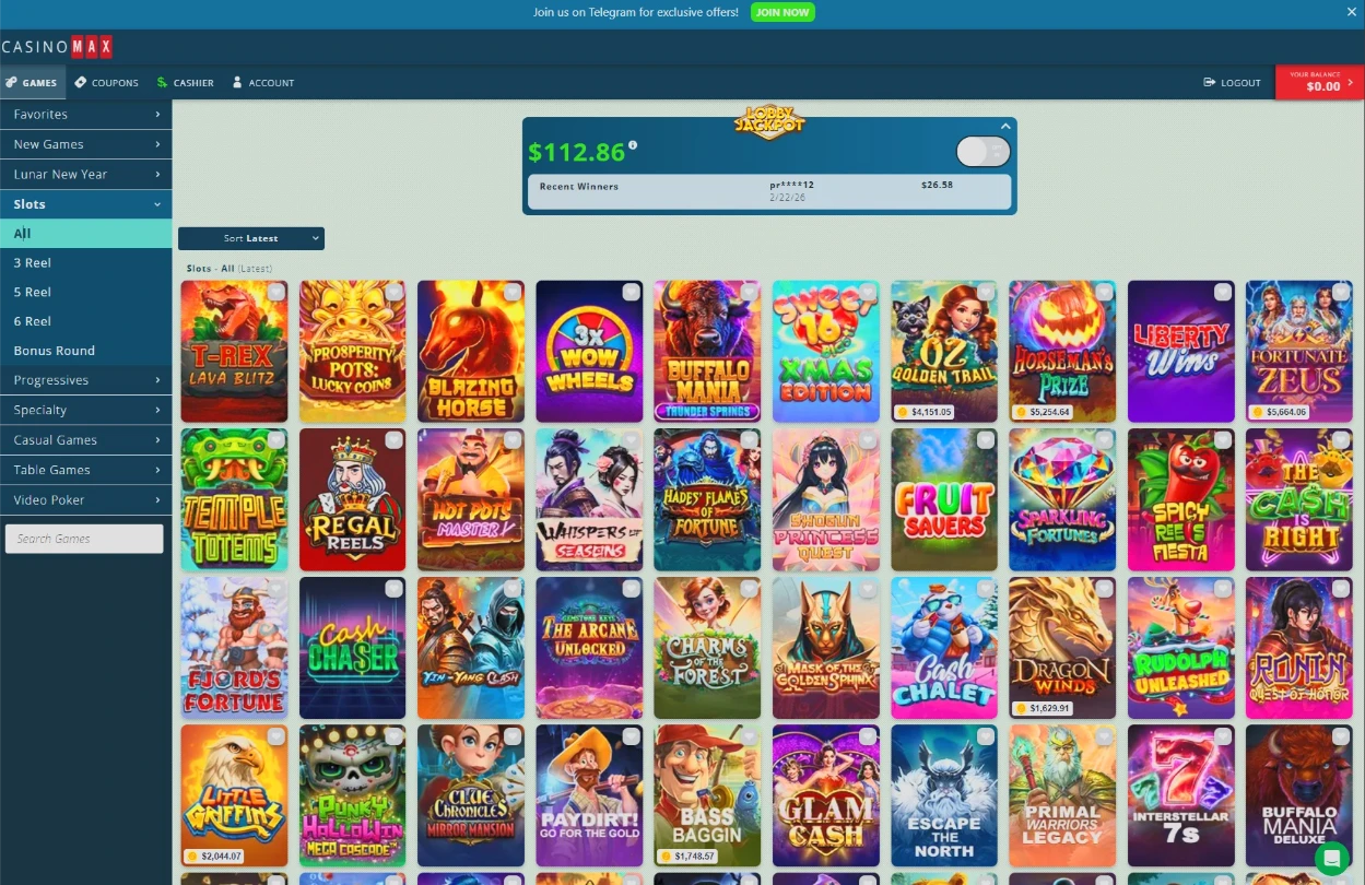 CasinoMax Slot Games Lobby