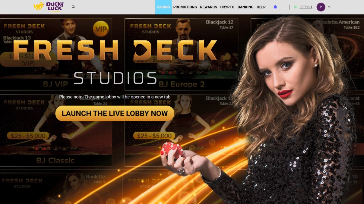 DuckyLuck Live Casino powered by Fresh Deck Studios