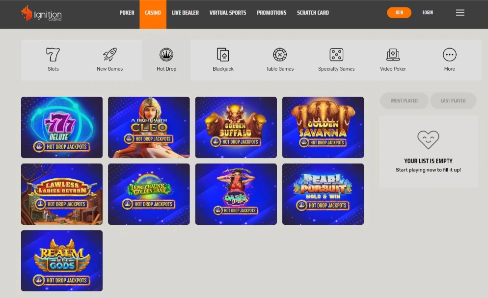 Ignition Hot Drop Jackpots Network