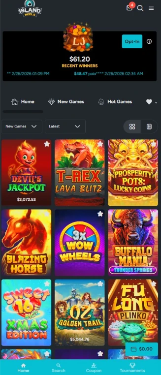 Island Reels Mobile Browser Interface