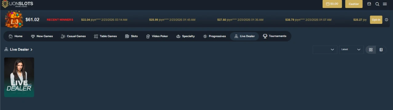 Lion Slots Broken Live Dealer Interface