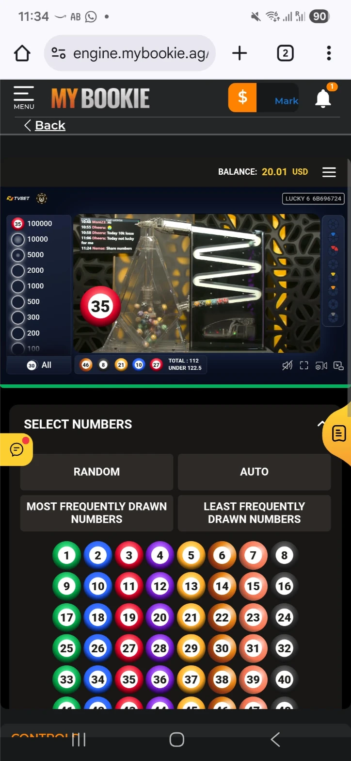 MyBookie Mobile Live Lotto