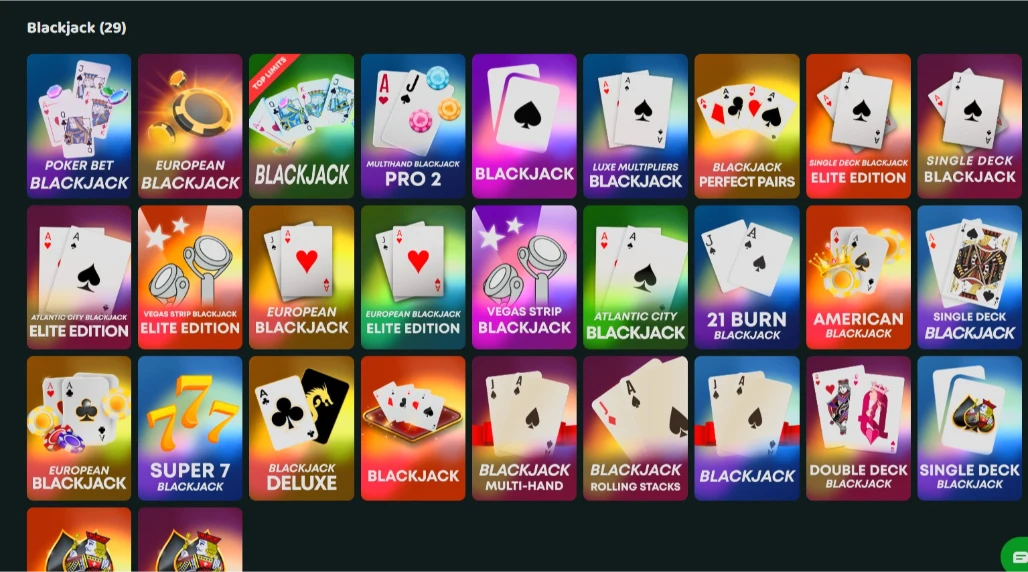 Lucky Tiger Dedicated Blackjack Games Section