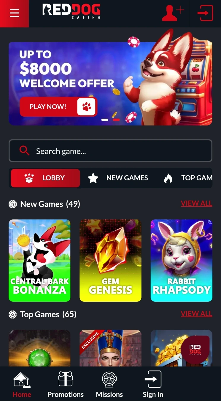 Red Dog Casino Mobile