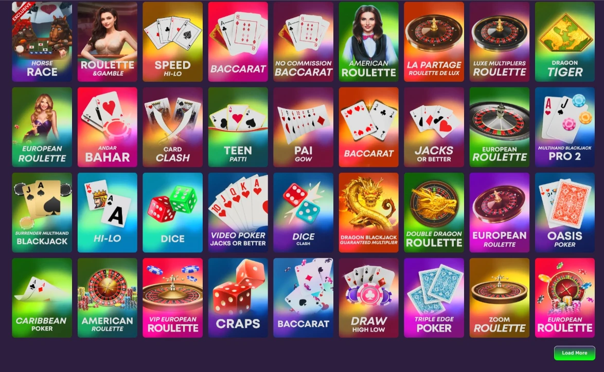 Shazam Casino RNG Table Games