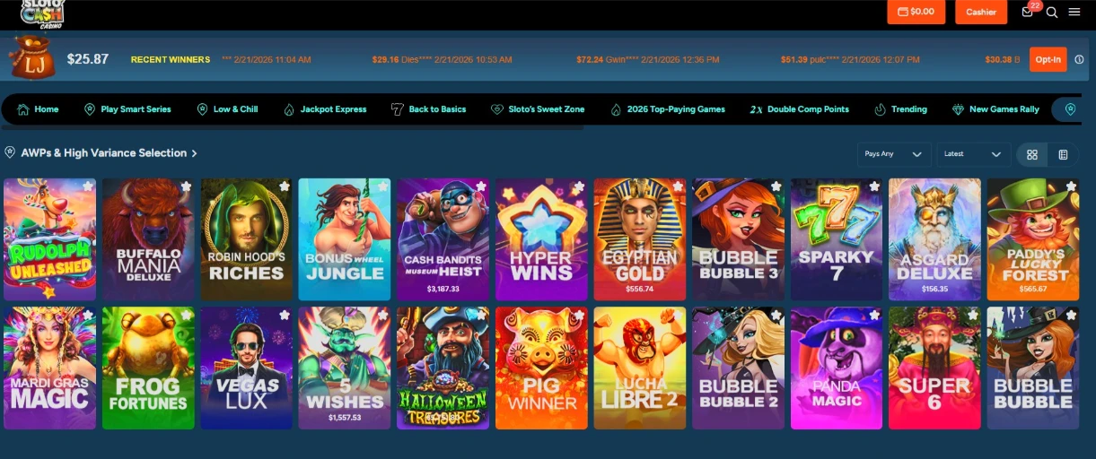 Sloto Cash High Variance Slots