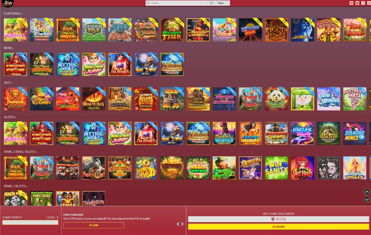 Slots Capital Main Lobby Interface