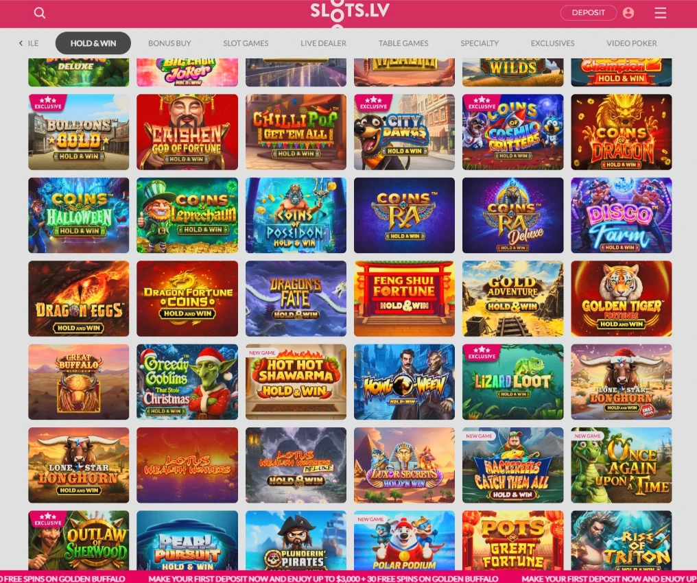 Slots.lv Hold and Win Mechanics