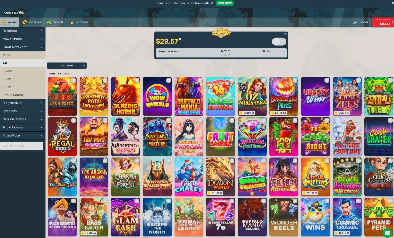 Slots Ninja Casino Main Slots Lobby