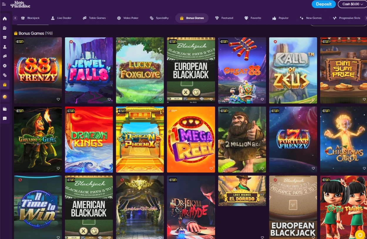 Slots Paradise Dedicated Bonus Buy Section