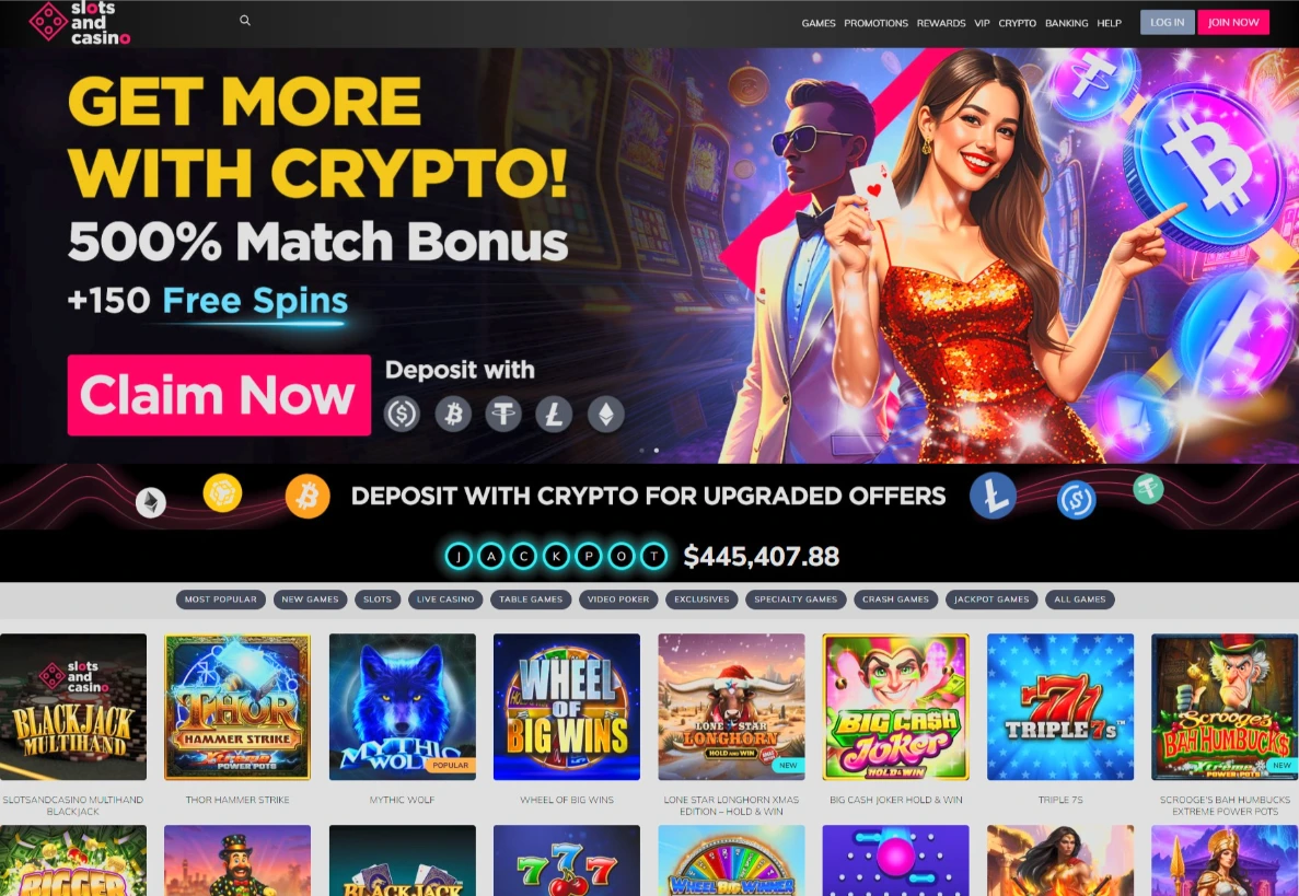 SlotsandCasino Main Dashboard