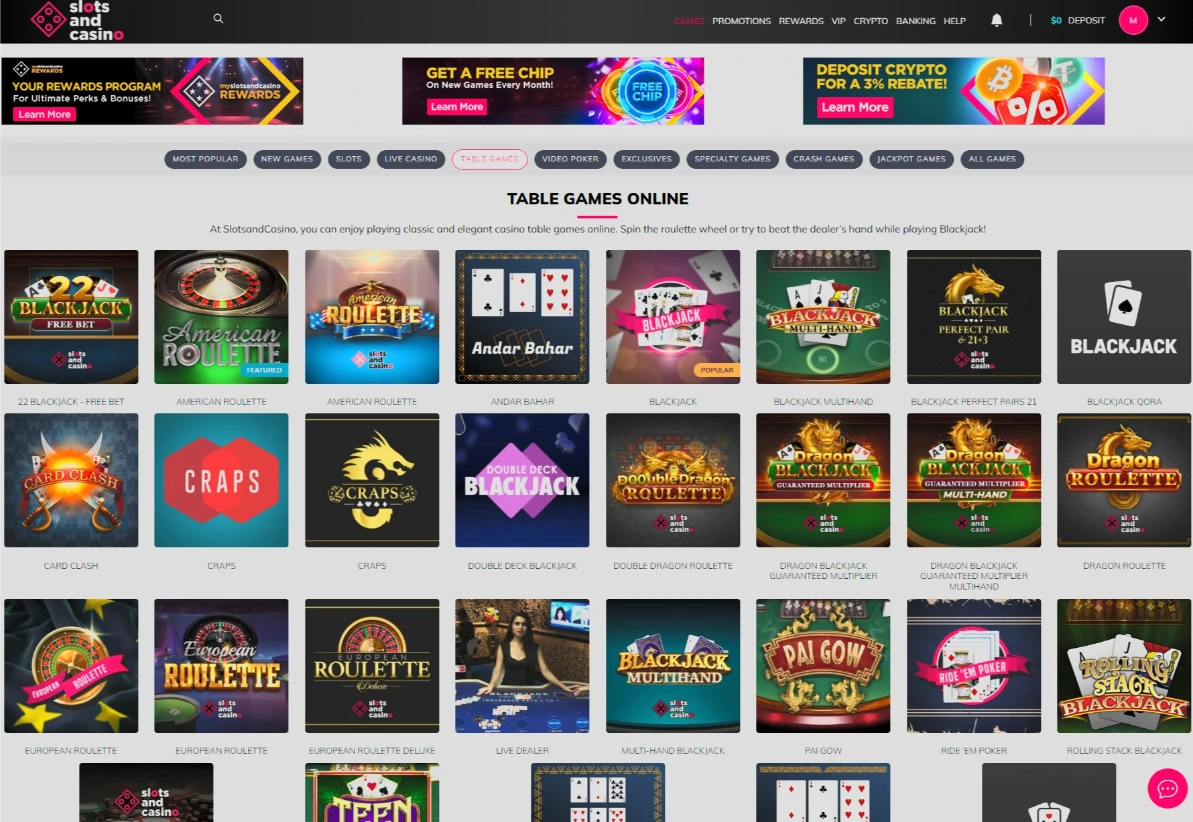 SlotsandCasino RNG Digital Table Games
