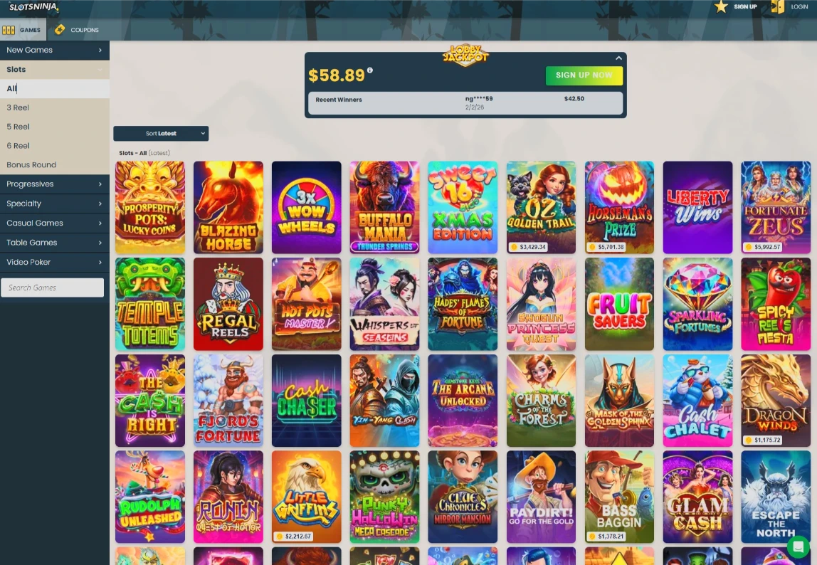 Slots Ninja Interface