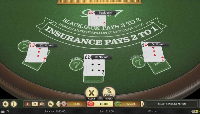 Super 7 Blackjack by Betsoft