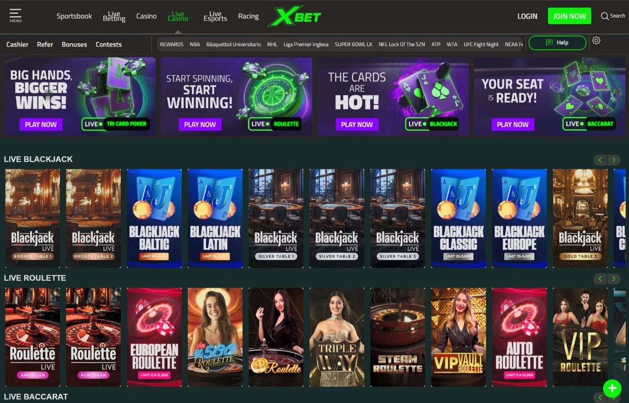 XBet Live Roulette Interface