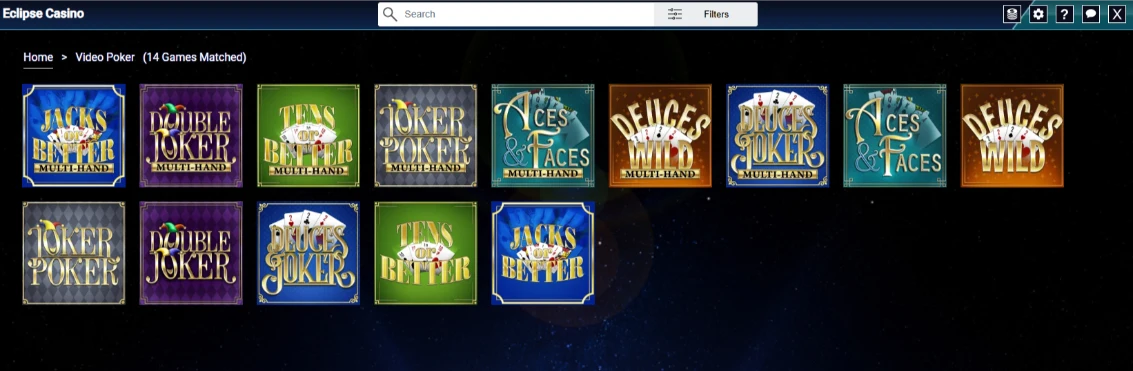 Eclipse Casino Video Poker Machines