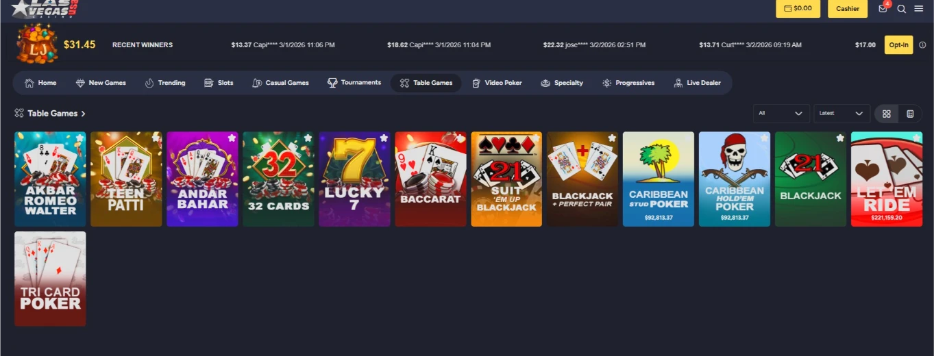 Las Vegas USA Casino Table Games