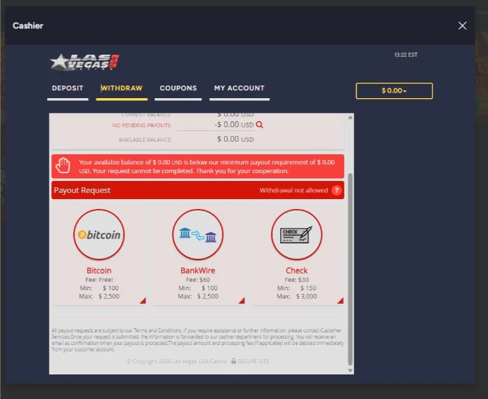 Las Vegas USA Outbound Withdrawal Area