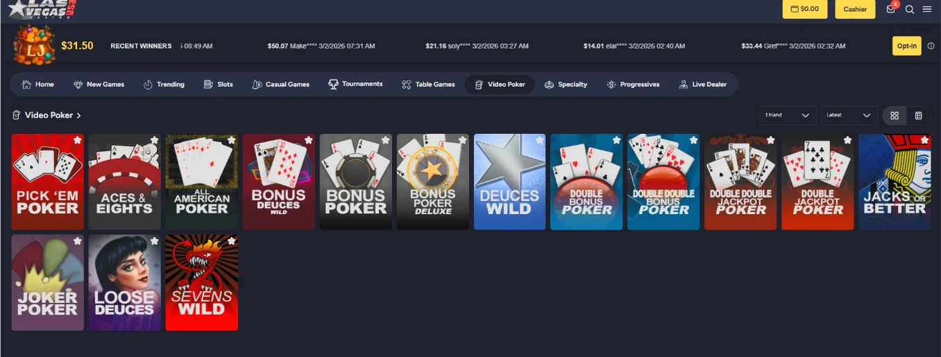 Las Vegas USA Video Poker Modules