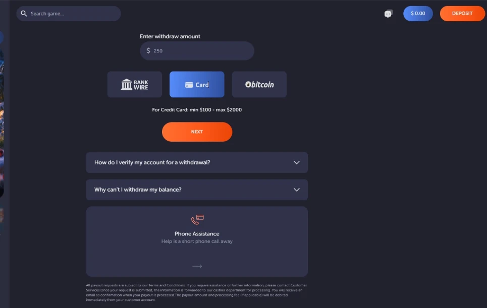 Rich Palms Outbound Withdrawal Area