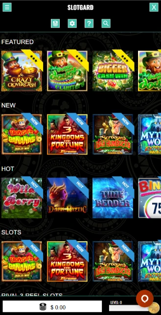 Slotgard Mobile Casino Interface