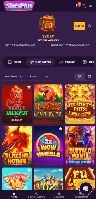 Slots Plus Mobile Browser Interface
