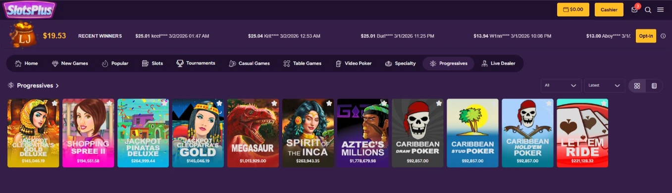 Slots Plus Progressive Jackpot Network