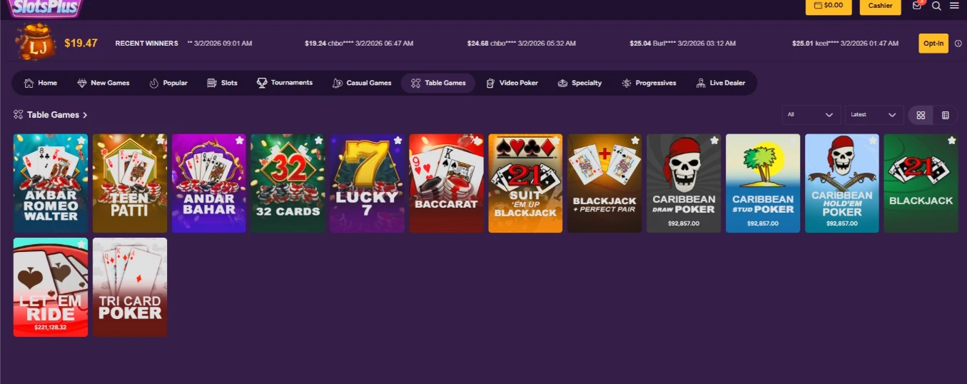 Slots Plus RNG Table Games