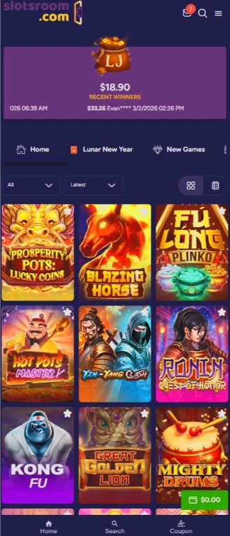 SlotsRoom Mobile Browser Interface